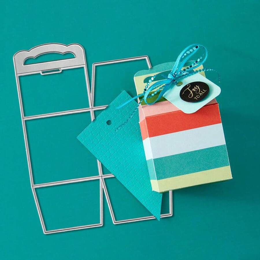 Creative Gift Box Dies, DIY Scrapbooking Album And Embossing Stencil, Greeting Card Making Tool, Card Paper Cutting Crafts ,Gift Card Making Template Die Cuts. - Silver - View 1