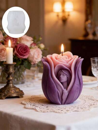 Rose Goddess Candle Silicone Mold, Extremely Beautiful And Romantic, Suitable For Valentine's Day, Anniversary, And Party Favors. Suitable For Enthusiasts, Displaying An Elegant Artistic Style, Creating A Gentle And Soft Atmosphere