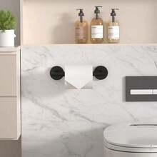 Portarrollos de papel higiénico HITSLAM, estante giratorio de barra doble para papel higiénico montado en la pared, color negro mate, dispensador de tejido de baño de acero inoxidable SS304 - Negro - Ver 9