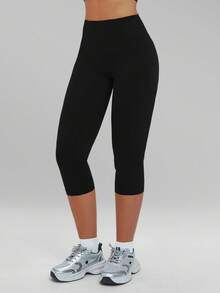 MFVIM 女士紧身休闲运动裤，七分裤长，自然视觉效果拉长腿部线条，修身剪裁收腰提臀，透气柔软弹力面料，适合通勤、户外活动、跑步、瑜伽、普拉提、健身房锻炼等场合。 - 黑色 - 查看 8