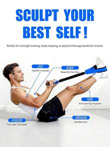 1pc Foot Pedal Resistance Band, Sit-Up Assist Fitness Equipment, Home Leg Workout Elastic Strap - Multicolor - View 3
