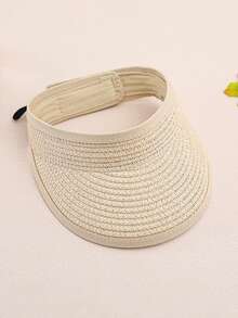 1pc Adjustable Breathable Children's Straw Sun Hat, Suitable For Daily Wear And Photo Shooting, UV Protection - 1PC - View 8
