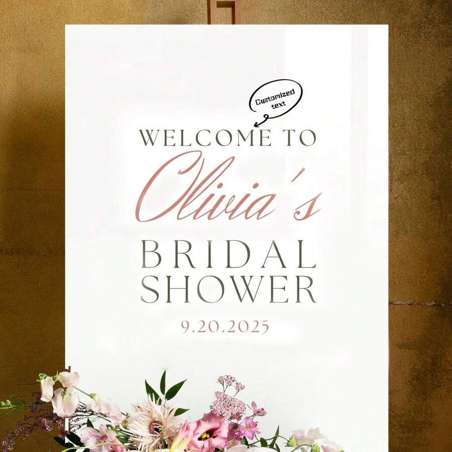 Biển chào mừng tiệc cưới theo yêu cầu, nhãn dán trang trí lối vào tiệc cưới cá nhân hóa, chữ viết kiểu hiện đại cho bảng acrylic, biển hiệu tự làm cho buổi lễ (chỉ bao gồm nhãn dán) - Nhiều màu - Xem 1