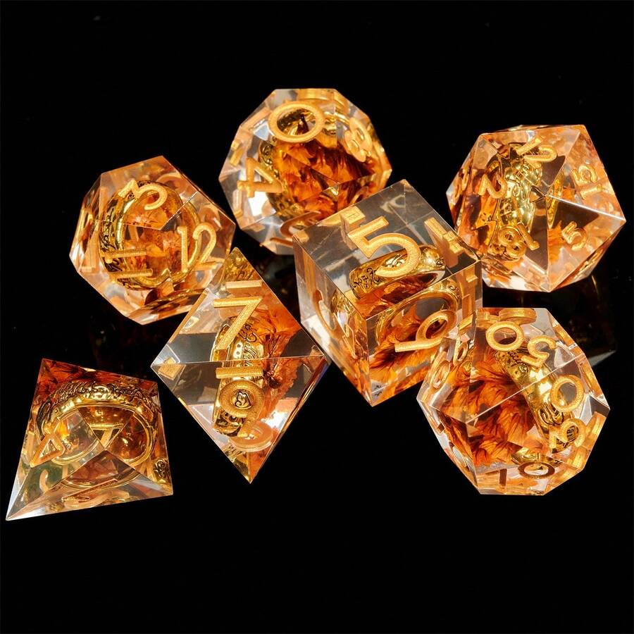 High-End RPG Inspired Sharp-Edged Polyhedral Dice Set, Suitable For Role-Playing Games - Orange - View 1