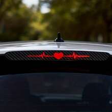High-Mounted Brake Light Sticker, Heart-Shaped Heartbeat, Electrocardiogram, Taillight Sticker, 3D Carbon Fiber Matte Frosted Pattern, Adding Eye-Catching Safety Signs To The Car - A - View 2
