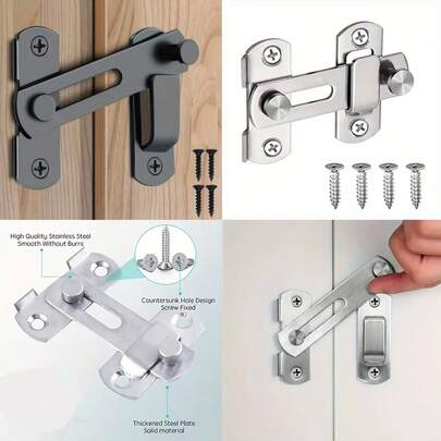 Heavy Duty Stainless Steel Sliding Door Lock With Bolt - Anti-Theft Security Device For Sheds, Pet Cages And Barn Doors - Durable And Rust-Resistant Design, Pet Cage Lock | Sturdy Door Lock | Durable Structure, Home Door Lock