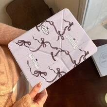 黑色和紫色蝴蝶结保护套，适用于 Air/Pro 11 英寸 2024/2025 平板电脑，防摔保护套，带触控笔收纳槽 - 彩色 - 查看 2