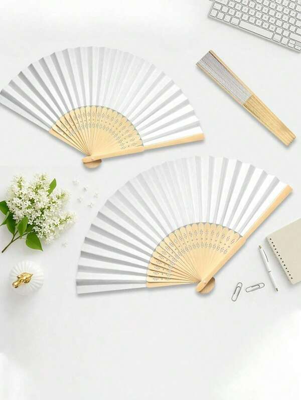 50/30支装折叠扇，纸扇，竹扇，白色婚礼折叠扇，可折叠手扇，白色手工DIY扇，可折叠白色手扇（可DIY个性化），婴儿派对婚礼用品手扇，婚礼装饰手持扇