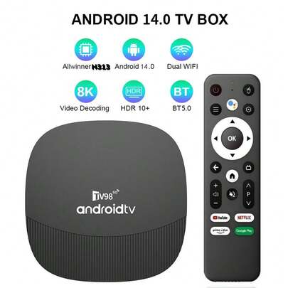 Q96 OHP 64G 4K Ultra HD Android TV Box, Allwinner H313 Chip, Supports 4G/5G WiFi, Voice Remote Control, OTA Update, Pre-Installed Apps, Compatible With Displays & TVs, Smartphone Screen Mirroring, Suitable For Household Use