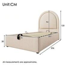 Upholstered Children's Bed, Single Bed With Cosmic Pattern, 90 X 200 Cm, Beige, PU For Boys And Girls (Mattress Not Included) - Apricot - View 2