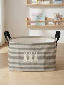 1 pieza/2 piezas Cesta de almacenamiento plegable de gran capacidad con asa y estampado de patrones de animales, cesta de almacenamiento multiusos para guardería, pañales de bebé, ropa, juguetes, organizador, caja de almacenamiento plegable - Multicolor - Ver 9