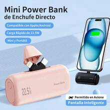 Mini Power Bank de 8000mAh - Powerbank Compacto y Portátil - Batería Portátil de Diseño Elegante - Cargador Portátil de Doble Conector - Listo para Usar - Pilas Portátiles de Alta Calidad para Todos los Celulares, Tabletas y Audífonos - Una Elección Perfecta para Regalos en Fiestas de Cumpleaños y Navidad - Banco de energía portátil de emergencia para tus salidas. - Rosa - Ver 2