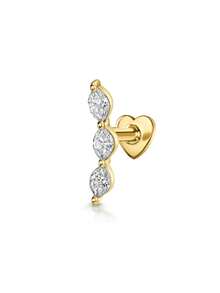 1pc 925 Sterling Silver Heart Flat Earring Stud, 18K Gold Plated, Suitable For Daily Wear, Wedding, Party, Engagement, Fine Jewelry - Gold - View 11