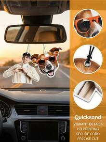 Romantic Photo Car Hanging Ornament With Custom Picture Design, Personalized Rearview Mirror Decor For Car Interior Display, Cute Memory Car Charm Keepsake Gift For Couples Family Friends, Customized Photo Auto Hanging Decoration For Anniversary Birthday Holiday Surprise, Customizable Car Mirror Pendant Souvenir Gift - Style a - View 5