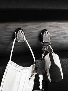 Car Hooks With Hidden Designs, Inlaid With Diamonds, Mini White Diamond Car Hooks - A - View 2