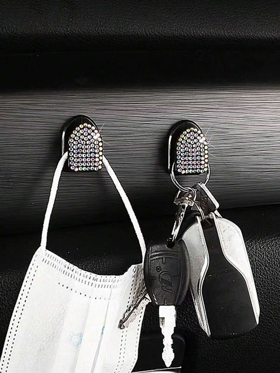 Car Hooks With Hidden Designs, Inlaid With Diamonds, Mini White Diamond Car Hooks