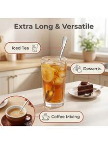 8件套加厚不锈钢咖啡勺 - 不锈钢餐具，茶匙，耐用甜点勺，金属勺，适用于家庭、厨房或餐厅使用，冰淇淋勺，搅拌勺，酒店、餐厅、公共场所甜点勺，餐具，学习用品，返校季 - 彩色 - 查看 4