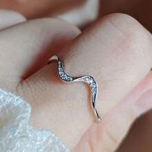 Flowing Wave Stackable Rings, An Ideal Gift For Her On Any Occasion - Silver - View 2