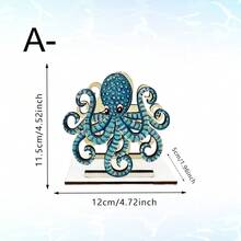 1/4pcs Nautical Style Wooden Napkin Holder, Decorated With Blue Octopus And Pearl Shell Patterns, Suitable For Kitchen, Dining Room, Beach Stores And Coastal Themed Home Decor - Multicolor - View 13