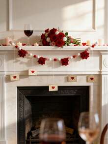 1 Stück künstliche Rose Herz Umschlag Fahne Hängedekoration, romantische Hochzeitssaison Dekoration, Liebesbrief Fahne, Garnknäuel Anhänger, elegante Heimdekoration, Kamin Hintergrund Hängedekoration, Hochzeit Verlobungsfeier Dekoration, süße Paar Zimmer Präsentation, Foto Hintergrund Dekoration - Verschiedenfarbig - Übersicht 12