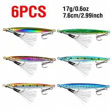 6Pcs Casting Lure Laser Metal Jig Printed Fast Sinking Jigging 14G-45G Artificial Bait Hard Bait With Sharp Hooks For Boat Fishing - Multicolor - View 12
