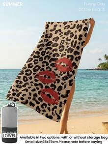 1 Stück Strandtuch mit Leopardenmuster & roten Lippen, Schwimmtuch, weich, schnelltrocknend, saugfähig, geeignet für Reisen, Schwimmen, Tauchen, Surfen, Yoga, Camping, Motorradtreffen, Sommerstrand-Essential, Mehrzweck-Dekoration, mehrfarbiges Strandaccessoire, kleine Größe 35*75cm - Verschiedenfarbig - Übersicht 7