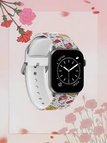 母亲节手绘插画柔软弹性透气替换表带，兼容三星、荣耀智能手表，尺寸可选38mm、40mm、41mm、42mm、46mm、45mm、44mm、49mm；节日礼物康乃馨玫瑰爱心图案休闲硅胶表带，兼容苹果手表Ultra SE/11/10/9/8/7/6/5/4/3/2/1 - 彩色 - 查看 3