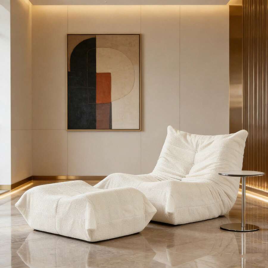 Bean Bags - Beige + Foam - View 1