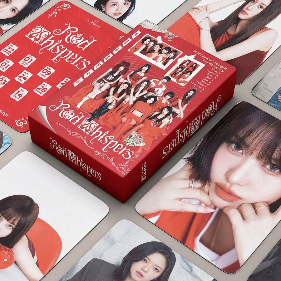 55张 TWICE 2026 季节问候红色低语收藏版 LOMO 卡片 - 紅色 - 查看 1