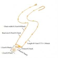 1件装时尚简约人造水晶花双心字母吊坠金色不锈钢珠链项链，女士款 - 金黃色 - 查看 2