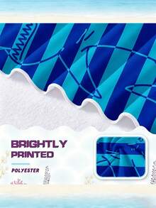 1pc/70cm*150cm Blue Striped Shark Pattern Beach Towel, Cartoon Line Shark Extra Large Beach Blanket, Soft Quick Dry Non-Sandy Beach Towel, Suitable For Vacation Swimming Pool - Shark - View 4