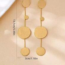 1 Pair European And American Minimalist Round Disc Long Tassel Earrings, Exquisite Elegant Design Suitable For Daily, Party, And Banquet Occasions - Yellow Gold - View 6