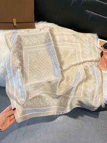 1pc Cherry Blossom, Leaf & Polka Dot Printed 70cm Small Square Scarf, Versatile Necktie/Headband - Multicolor - View 11