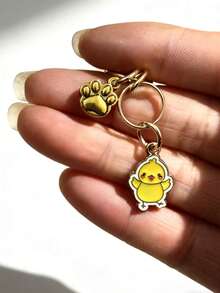 Personalized Coffee Cup Keychain Pendant With Initials And Thank You Message - Yellow Chick - View 2