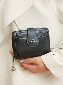 Women Wallet And PU Bag Female Short Hasp Small Coin Card Holder Portable Cash For Male For Men White-Collar Workers College Work Business Commute Office Gift Women Wallet Men's Wallets Wallet Teacher Gifts Gift For Boyfriend Husband Gifts Uncle Gifts Gifts For Brothers Man Gift Ideals Present Gifts For Teachers Men Gift Father Gifts Dad Gifts For Women Wallet Purse Wallet Small Wallet - 黑色 - 查看 3