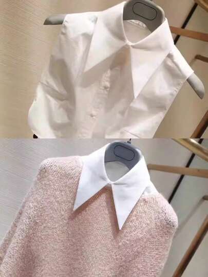 Solid Color Minimalist Shirt Style Detachable Collar, Professional Multi-Functional Pointed Collar Fake Collar Shirt Collar Suitable For Autumn And Winter