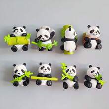 4pcs/8pcs Cartoon Panda Model, Cute Panda Micro Landscape Decor, Computer/TV Display Animal Decoration, Car Navigation Screen Decor, Bamboo Panda Plush Doll, Suitable For Birthday Gift Bag, Party Filler, Classroom Reward And Carnival Prize - Multicolor - View 7
