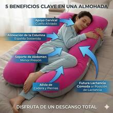 Almohada de Embarazo y Lactancia Fucsia con Gris  Máximo Descanso para Mamá y Bebé - Fuscia con Gris - Ver 3