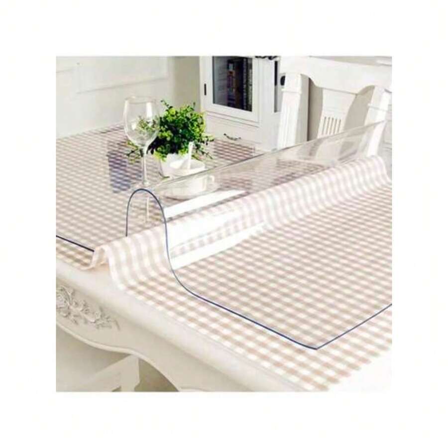 1 tấm lót bàn bằng PVC trong suốt, chống thấm nước và chịu nhiệt, thích hợp cho bàn ăn, bàn học, bàn máy tính, bàn cà phê, tủ TV, độ dày 0.25mm. - trắng - Xem 1