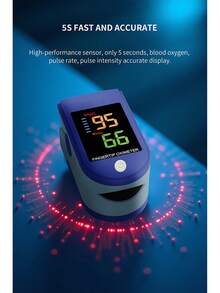 1 máy đo nồng độ oxy trong máu đầu ngón tay có đèn LED, dùng để theo dõi nhịp tim và độ bão hòa oxy trong máu. - Màu xanh lam - Xem 5