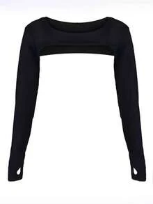 Women's Long Sleeve Cropped Top, Bolero With Thumb Hole, Short Activewear Shirt Shrug - Multicolor - View 16