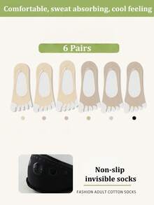 1/4/6 Pairs Ice Silk Toe Socks Spring Summer Low-Cut Invisible Anti-Slip Ultra-Thin Five-Finger Socks - Multicolor - View 20