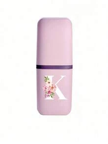 Pink Portable Travel Toothbrush Cup, Haitang Flower Letter A-Z Pattern, Mouthwash Cup, Household Bathroom Storage, Mouthwash Cup, Travel Toothbrush Box, Makeup Brush Storage Box, Multifunctional Toothbrush Cup, Alcohol Free, Plastic Material, Compact Design, Very Suitable For Oral Care Anytime, Anywhere. Outdoor Business Travel Supplies Box, Suitable For Travel, Camping, Business Trips, And School, Essential For Outdoor Travel - Multicolor - View 20