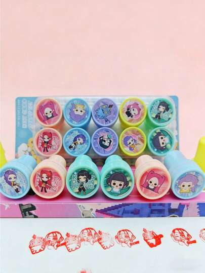 10/20/30 Pcs K-Pop Girl Group Self-Inking Stamp Set – Vibrant Q-Style Character Art, Collectible Fan Merch, Portable Stamps For Journaling, Scrapbooking & DIY Crafts, Premium Design – Ideal Gift For K-Pop Fans, Stationery Lovers & Accessory Enthusiasts