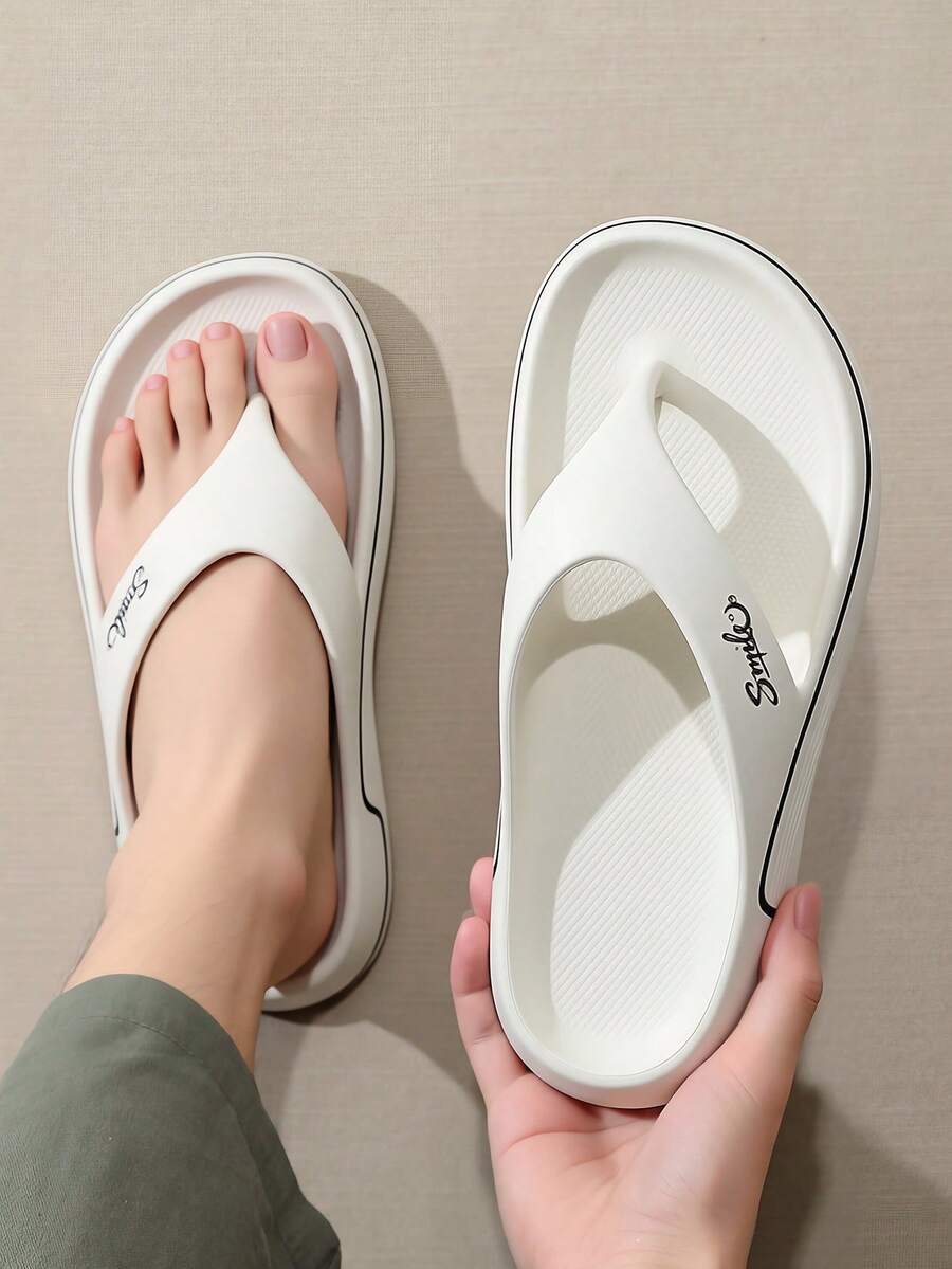 MAOLI 男女通用厚底人字拖，夏季新款字母印花时尚休闲拖鞋，适合海滩、度假、日常穿着，女士款