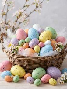 150 piezas/100 piezas/50 piezas Huevos de Pascua de espuma con lunares miniatura, huevos de pájaro artificiales suaves adecuados para rellenar jarrones, hacer coronas, manualidades DIY, decoración de escritorio de primavera - Ver 6