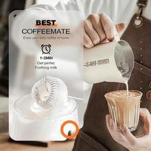 Rechargeable Electric Milk Frother, 3-Speed Handheld Coffee Mixer With 2 Whisks & Stand, Portable Foam Wand For Latte Cappuccino, Home Office Barista Gift - White - White - View 3