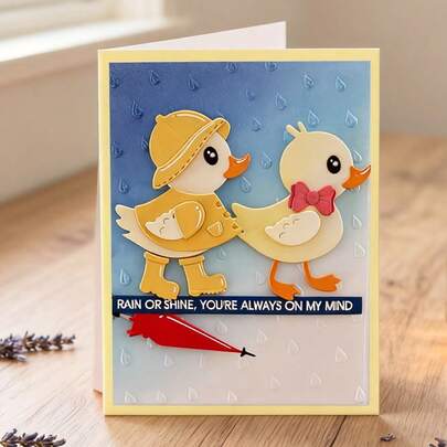 创意鸭子和雨伞金属切割模具，DIY相册和压花模板，贺卡制作工具，纸雕工艺，礼品卡制作模板切割模具