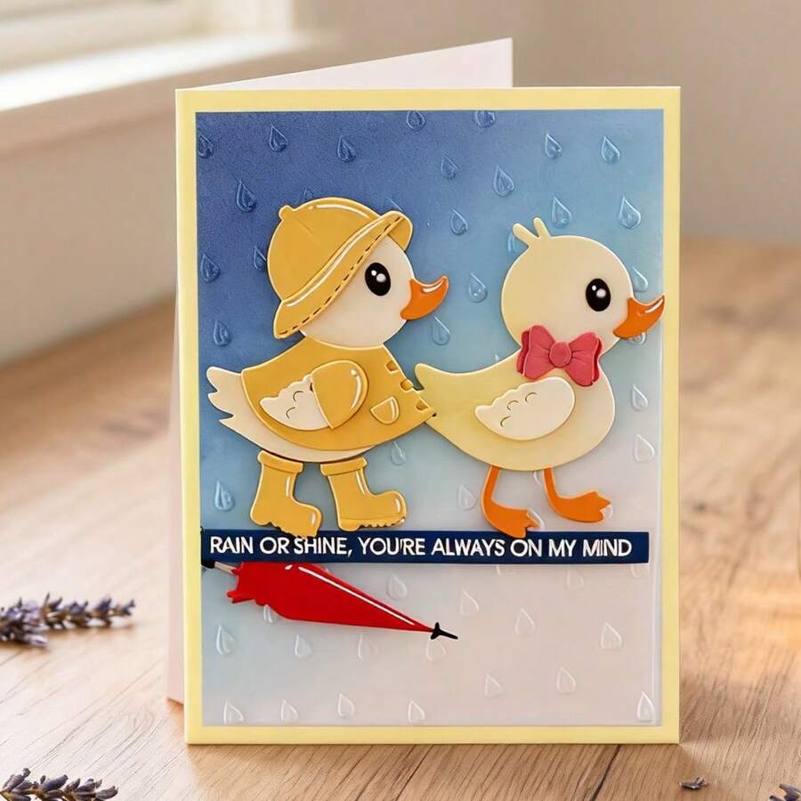 Khuôn cắt kim loại hình vịt và ô sáng tạo, khuôn mẫu làm album ảnh và dập nổi tự làm, dụng cụ làm thiệp chúc mừng, đồ thủ công khắc giấy, khuôn cắt mẫu làm thiệp quà tặng. - bạc - Xem 1