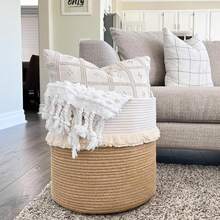 1pc Handwoven Decorative Storage Basket, Cute Tassel Decor, Suitable For Laundry, Magazine, Toy, Blanket, Clothing Storage, Ideal For Nursery, Dog/Cat Toy Storage, Bathroom Shelf, Home Storage - Multicolor - View 15